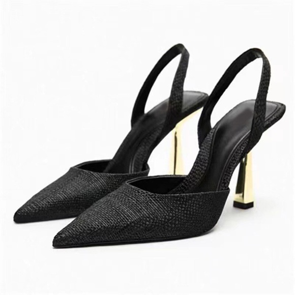 Zara Shoes - NWT ZARA RAFFIA HIGH HEEL SLINGBACKS